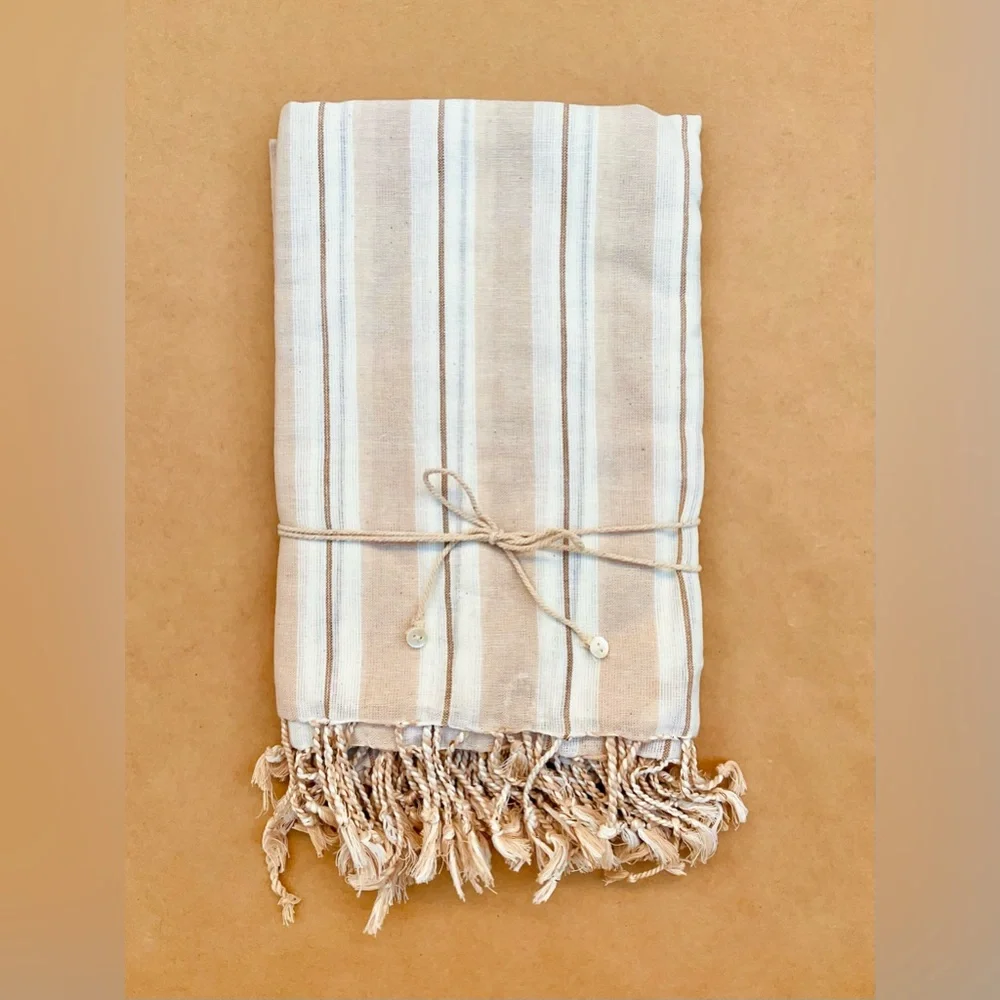 Anthro ❉ Chan Luu Stripe Cotton Dish Towels in Rose Set of 4 - Picture 5 of 10